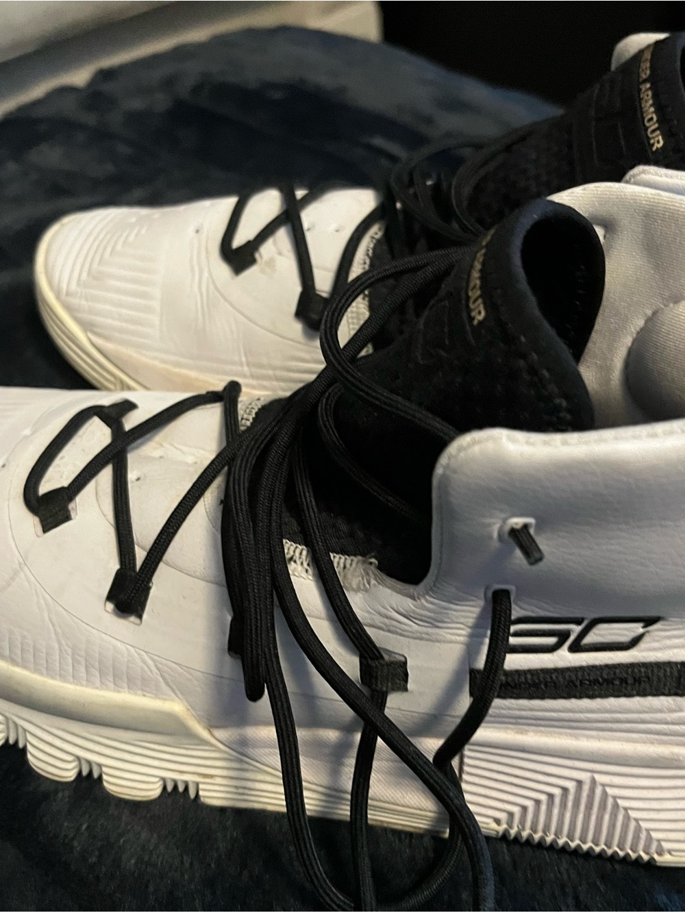 Under Armour White and Black High-Top Basketball Sneakers